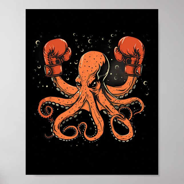 Affiche Boxe Octopus Lover Ocean Sea Creature Boxer Kick (Devant)
