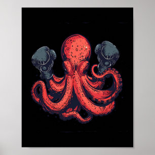 Affiche Boxe Octopus Lover Ocean Sea Creature Boxer Kick