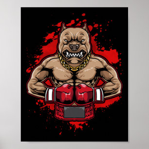 Affiche Boxe Pit Bull Aime Pitbulls Entraînement Chien Ani