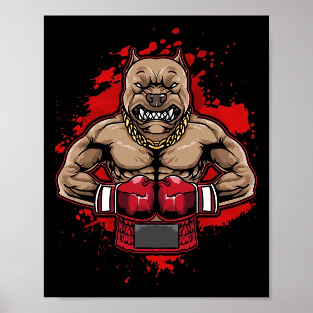 Affiche Boxe Pit Bull Aime Pitbulls Entraînement Chien Ani (Devant)
