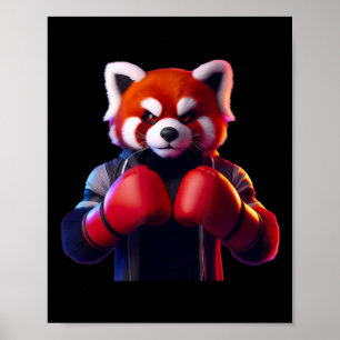 Affiche Boxe Red Panda Boxer Kickboxer Mixed martial art C