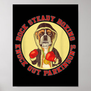 Affiche Boxe Rock Steady Parkinsons - Chien Boxeur avec Ro