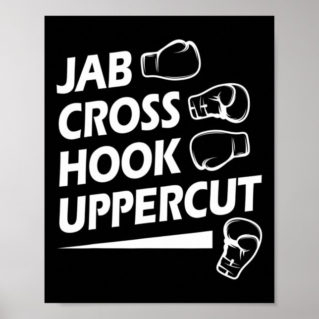 Affiche Boxe Sport Jab Cross Hook Uppercut Boxer Birthda (Devant)