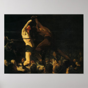 Affiche Boxe sportive vintage, des boxeurs s'affrontent su