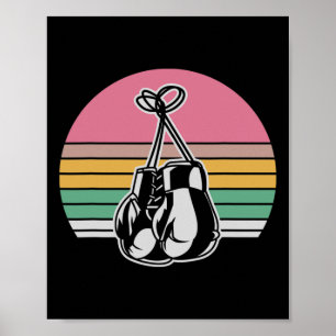 Affiche Boxe Style Rétro Gants Coucher de soleil Vintage