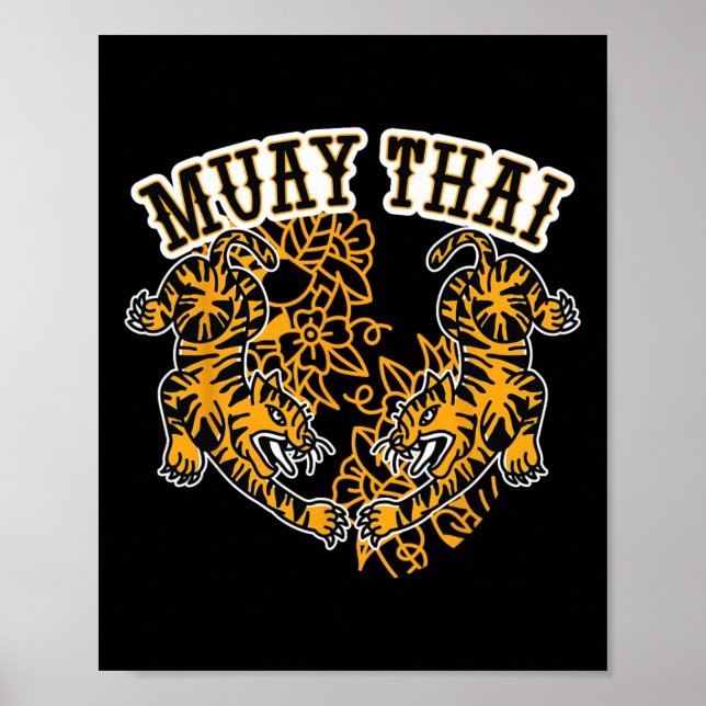 Affiche Boxe thaïlandaise de Muay Thai, Tigres de Muay Tha (Devant)