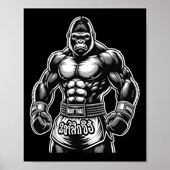 Affiche Boxe Thaïlandaise Et Kickboxing - Muay Thai Gorill (Devant)