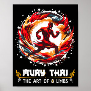 Affiche Boxe Thaïlandaise MMA Kickboxing Art des Huit Memb