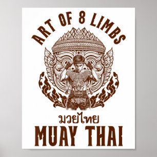 Affiche Boxe thaïlandaise Muay Thai Boxeur Art des 8 membr