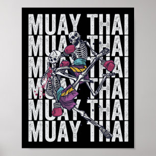 Affiche Boxe thaïlandaise, Muay Thai Skeletons, Muay Th