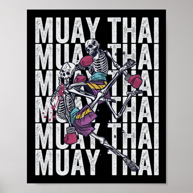 Affiche Boxe thaïlandaise, Muay Thai Skeletons, Muay Th (Devant)