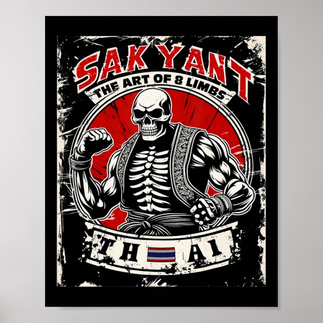 Affiche Boxe thaïlandaise Sak Yant Tatouage Squelette- L'A (Devant)