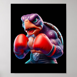 Affiche Boxe Tortoise Boxer Kickboxer Mixed martial art Fi