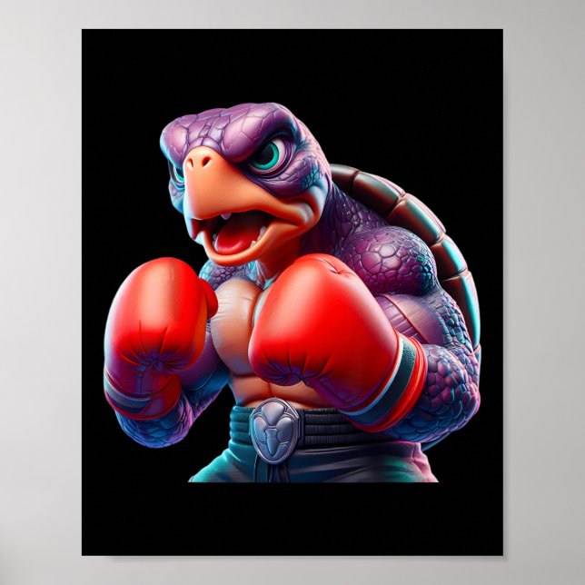 Affiche Boxe Tortoise Boxer Kickboxer Mixed martial art Fi (Devant)