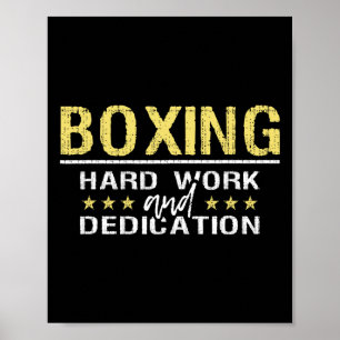 Affiche Boxe Travail Dur Et Dédication - Gym Métro Kickbox