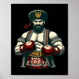 Affiche Boxe ukrainienne Ukraine Kozak Boxeur Hommes