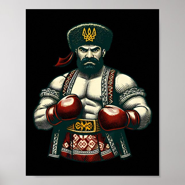Affiche Boxe ukrainienne Ukraine Kozak Boxeur Hommes  (Devant)