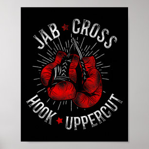 Affiche Boxe Vintage Jab Cross Hook Uppercut