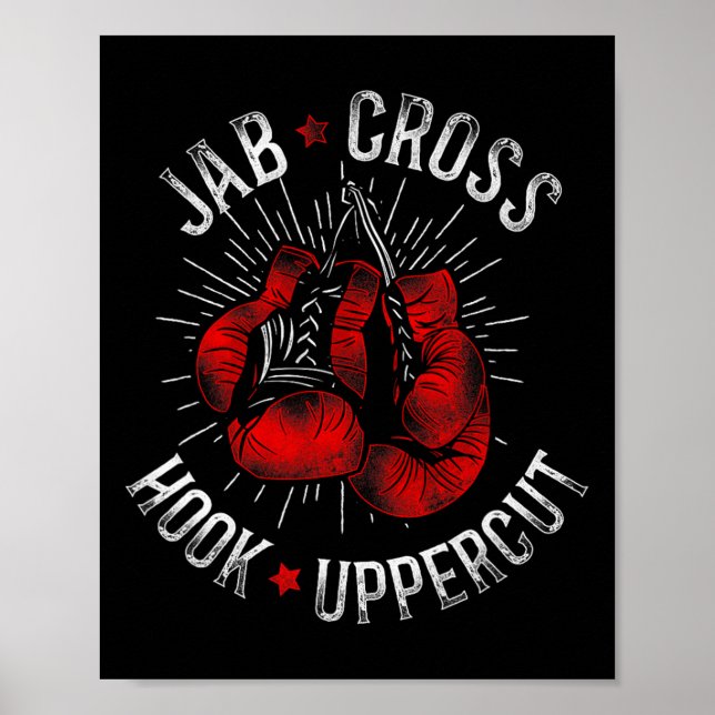 Affiche Boxe Vintage Jab Cross Hook Uppercut (Devant)