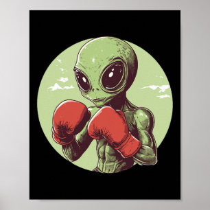 Affiche Boxer Alien Prêt À Combattre En Gants
