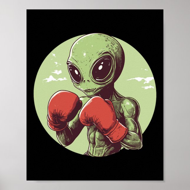 Affiche Boxer Alien Prêt À Combattre En Gants (Devant)