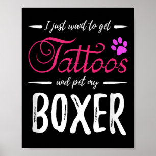 Affiche Boxer Amoureux des chiens Tattoo Shirt Funny Chien