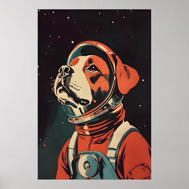 Affiche Boxer Astronaut Poster, Boxer Retro Print, Boxer (Devant)