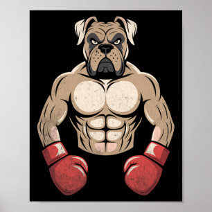 Affiche Boxer Chien Gants de boxe Animaux Chiens Boxers Ho