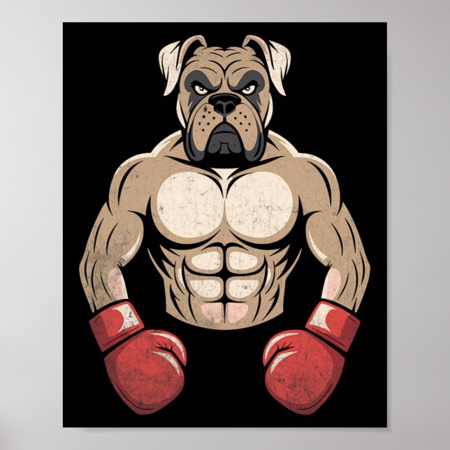 Affiche Boxer Chien Gants de boxe Animaux Chiens Boxers Ho (Devant)