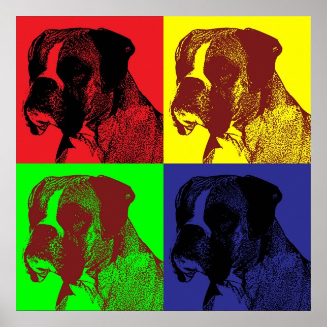 Affiche Boxer Chien Pop Style Art (Devant)
