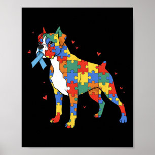 Affiche Boxer Chien Puzzle Sensibilisation sur l'autisme A