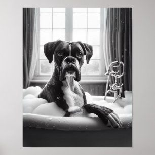 Affiche Boxer Chien Salle de bain Mur Art, Boxer Prendre u
