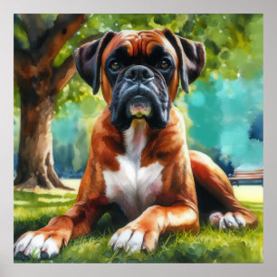 Affiche Boxer Chien 🐾 Wiggle Buttes & Tail Wags
