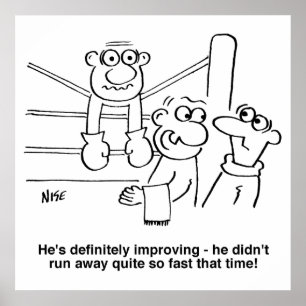 Affiche Boxer dans l'anneau. Drôle