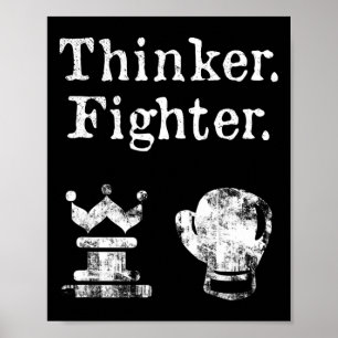 Affiche Boxer d'échecs Thinker Boxer Chess Gif d'échecs