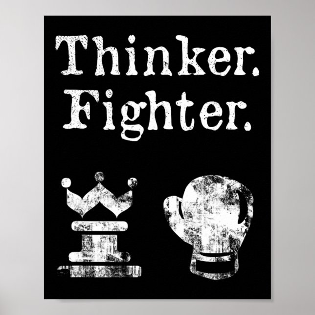 Affiche Boxer d'échecs Thinker Boxer Chess Gif d'échecs (Devant)
