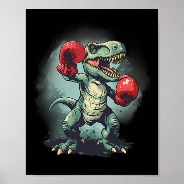 Affiche Boxer Dinosaur Boxing Dino Kickboxing T-rex Boxing (Devant)