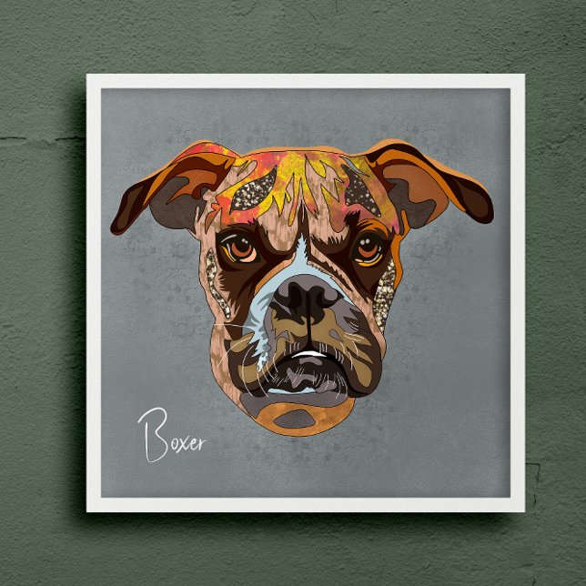 Affiche Boxer fou peint à la main (Créateur téléchargé)