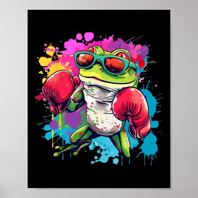 Affiche Boxer Frog With Boxing Gloves Kickboxing Funny Box (Devant)