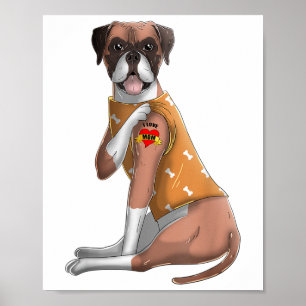 Affiche Boxer I Love Maman Tattoo Chien Chemise Drôle Mère