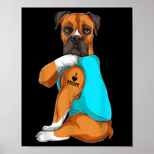Affiche Boxer I Love Maman Tattoo Vêtements, Chien Maman C