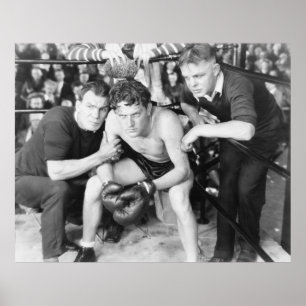 Affiche Boxer in corner with trainersboxing, vintage, retr