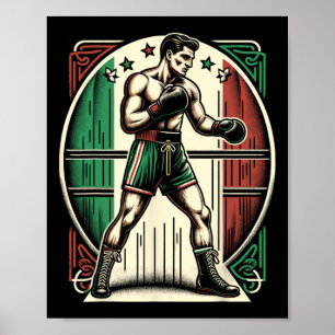 Affiche Boxer italien - Drapeau de boîte Vintage Italie