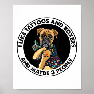 Affiche Boxer J'Aime Maman Tatouage Vêtements, Chiens Et T