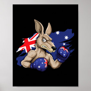 Affiche Boxer Kangaroo Boxer Drapeau Australien Love Austr