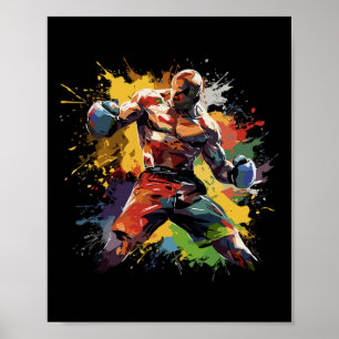 Affiche Boxer Man Boxer Paint Splash Boxe Gants