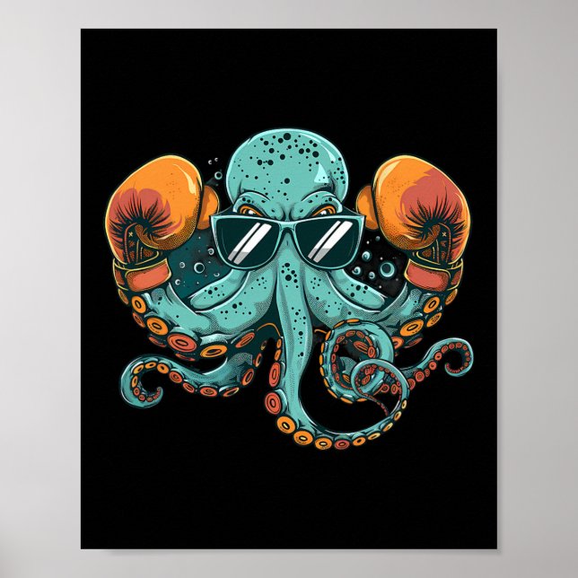 Affiche Boxer Octopus Lover Ocean Sea Creator Funny Boxin (Devant)
