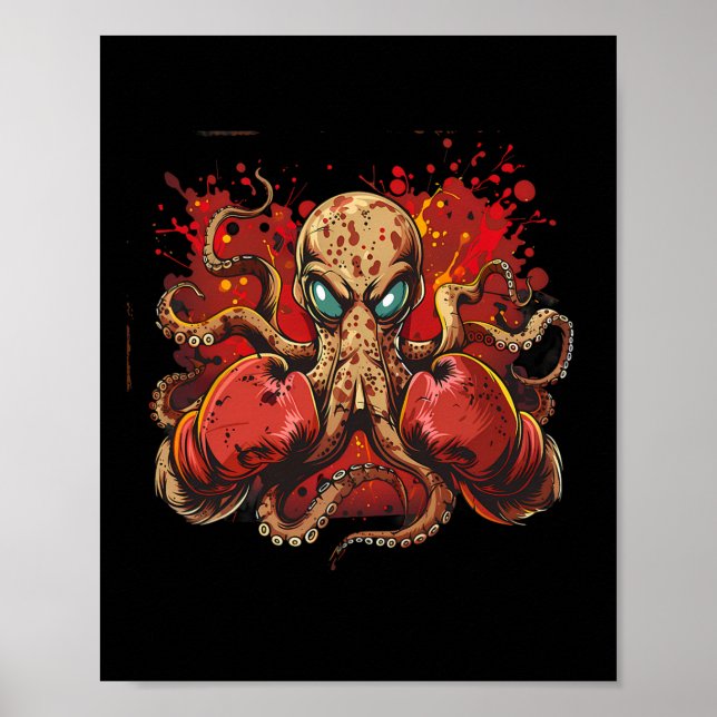 Affiche Boxer Octopus Lover Ocean Sea Creator Funny Boxin (Devant)