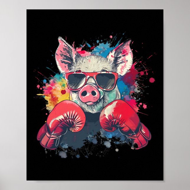 Affiche Boxer Pig With Boxing Gloves Kickboxing Funny Boxi (Devant)