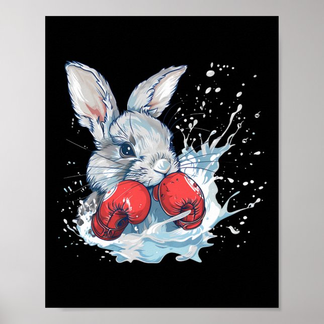 Affiche Boxer Rabbit With Boxing Gloves Kickboxing Funny B (Devant)